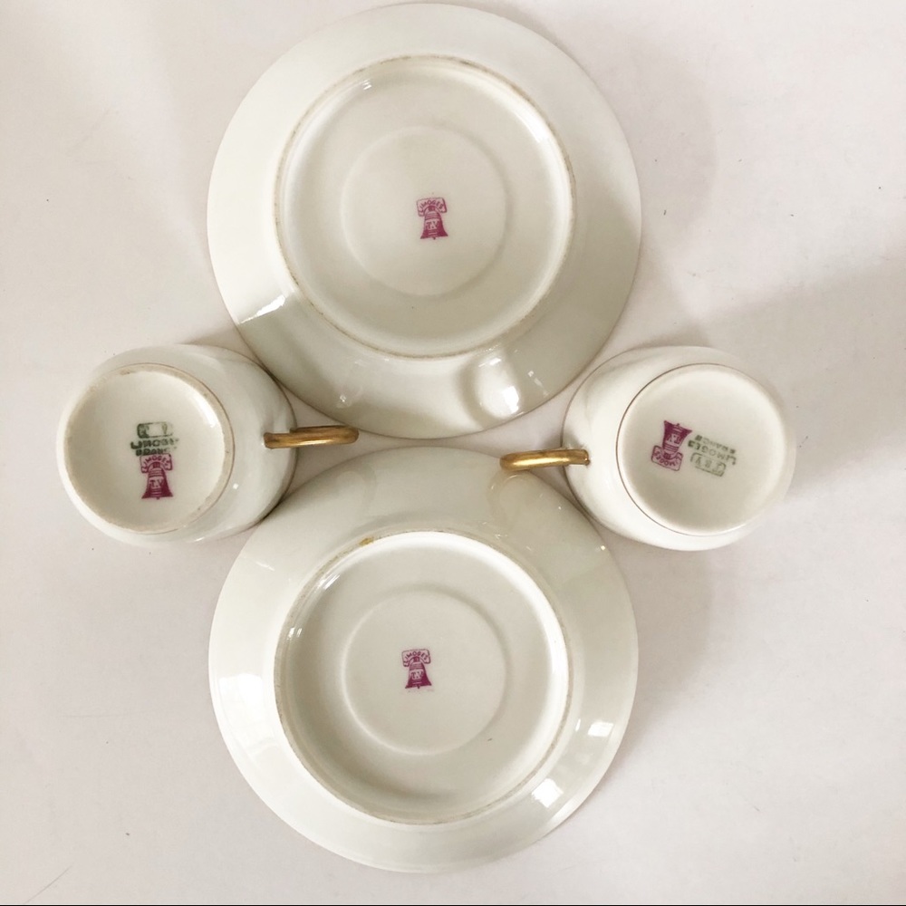 Pair of vintage T.V. Limoges teacup sets - Picture 3 of 8